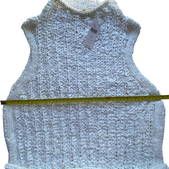 Anthropologie Moth Braided White Top Mock Neck Sleeveless Top Size Medium NWT - Picture 8 of 12